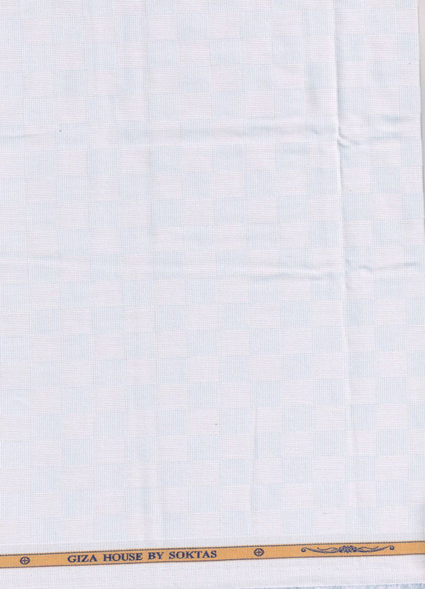Blue Dobby Checks on light blue background Soktas shirting fabric