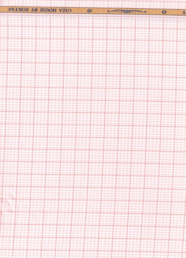 Red & Pink Checks on white background Soktas shirting fabric
