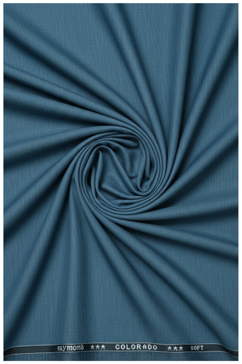 Blue fabric swatch with 'Raymond Colorado' label