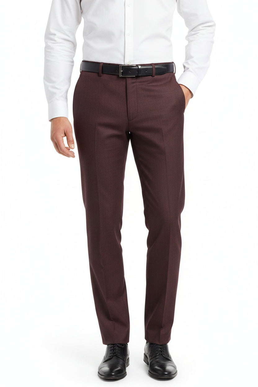 Red Raymond Luxurious Unstitched Polywool Trousers and Suiting Fabric, detailed close-up of fabric texture and color.