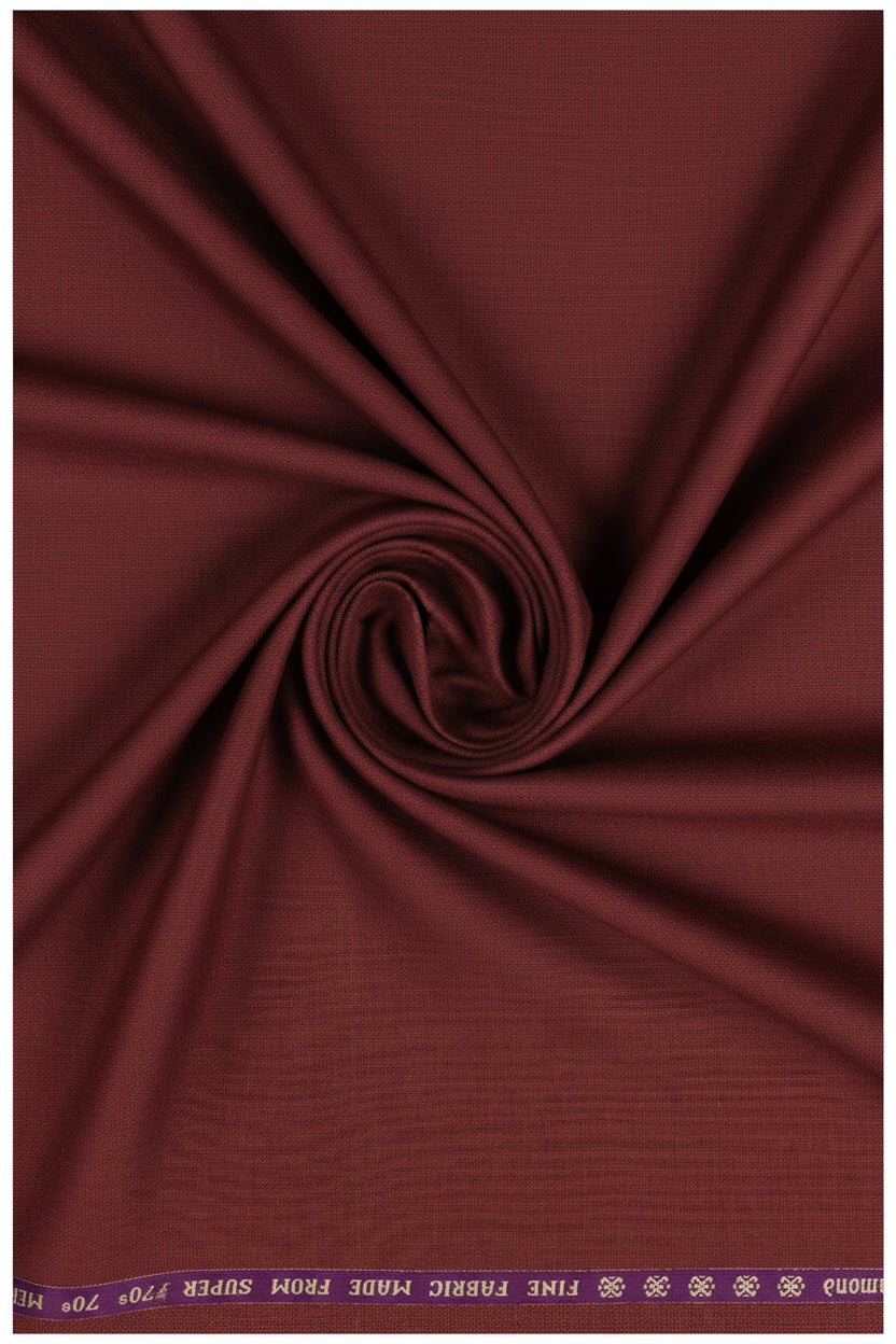 Raymond luxurious red polywool trousers and suiting fabric, unstitched material with detailed weave pattern.