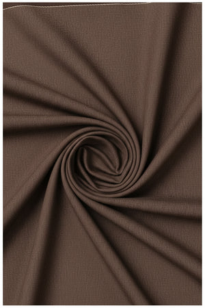 Brown Raymond Polyviscose trouser fabric shown in the image, featuring a smooth, unstitched textile suitable for formal trousers.