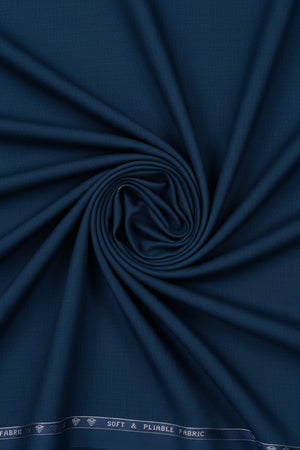 Raymond luxurious royal blue poly viscose trouser fabric, unstitched material for tailored trousers, smooth texture and vibrant color.