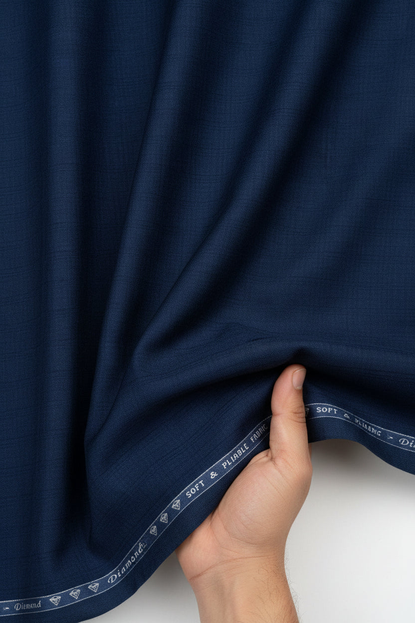 Navy blue fabric with Diamond label at the top