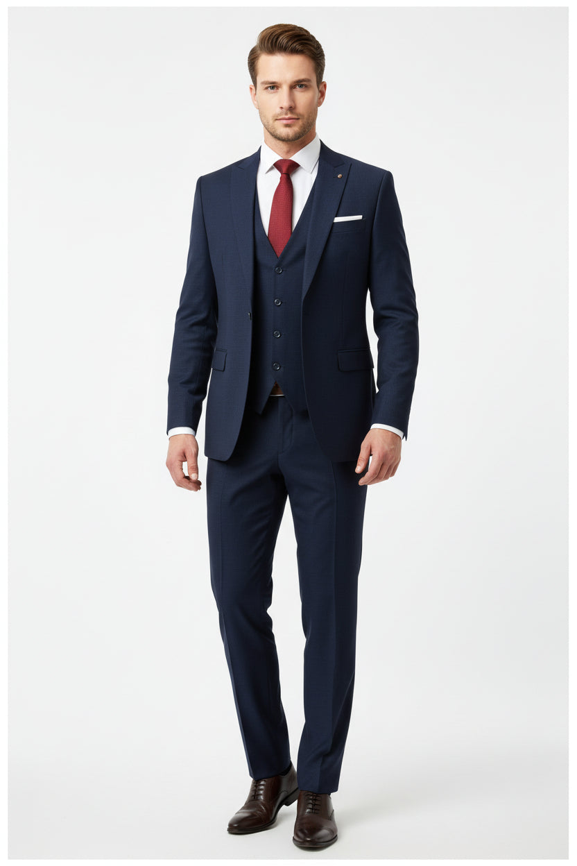 Raymond polywool suit Fabric navy blue 