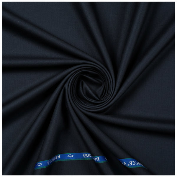 Raymond polywool suiting fabric in charcoal grey, wool blend material with a smooth, woven texture ideal for tailored suits.