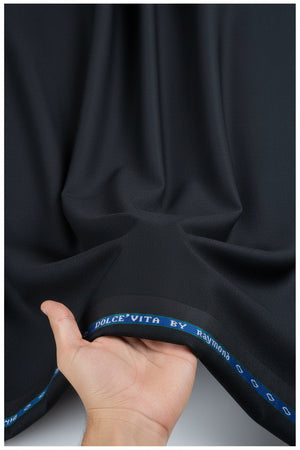 Raymond Polywool suiting fabric in charcoal grey, wool blend textile suitable for tailored suits and formal wear.