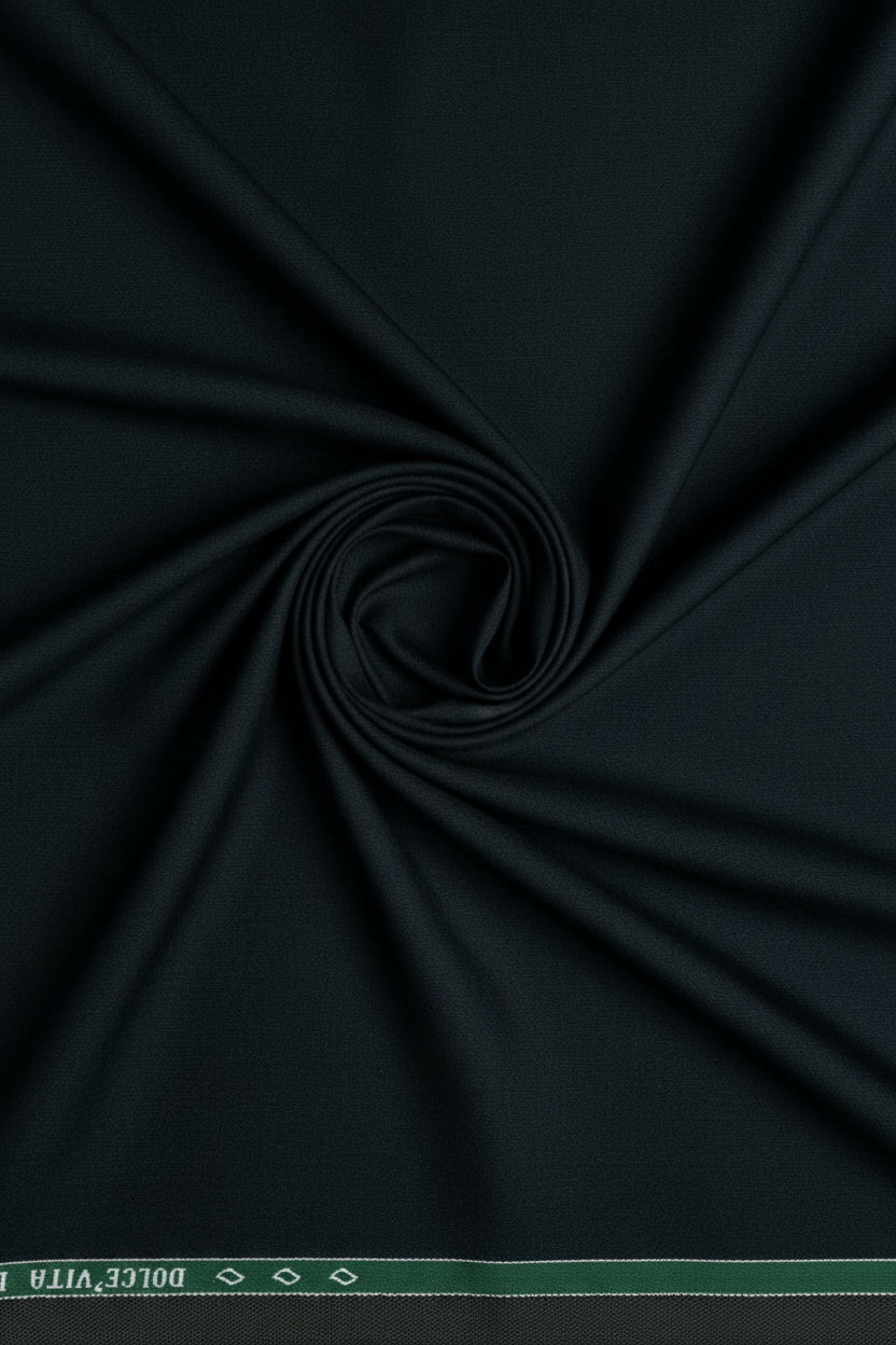 Raymond Luxurious Unstitched Poly Wool Trousers Fabric in Green Spinach, soft textured fabric for tailoring or sewing projects.