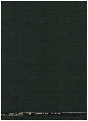 Raymond unstitched poly viscose trousers and suiting fabric in seaweed green, fabric swatch with textured finish.
