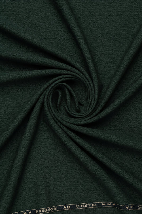 Raymond Poly viscose suiting fabric in seaweed green, with a smooth, lightweight viscose blend texture suitable for tailored suits.