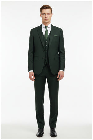 Raymond unstitched poly viscose trousers and suiting fabric in seaweed green, shown in a close-up fabric detail image.