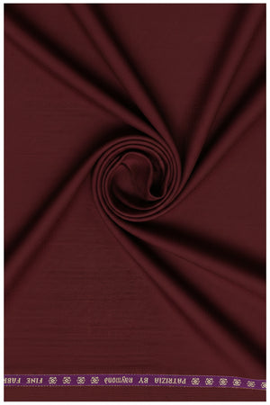 Raymond Luxurious Unstitched Polywool Trousers and Suiting Fabric in red, showing the fabric's texture and color.