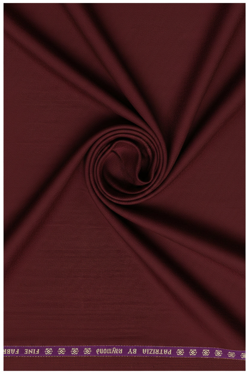 Raymond Luxurious Unstitched Polywool Trousers and Suiting Fabric in red, showing the fabric's texture and color.