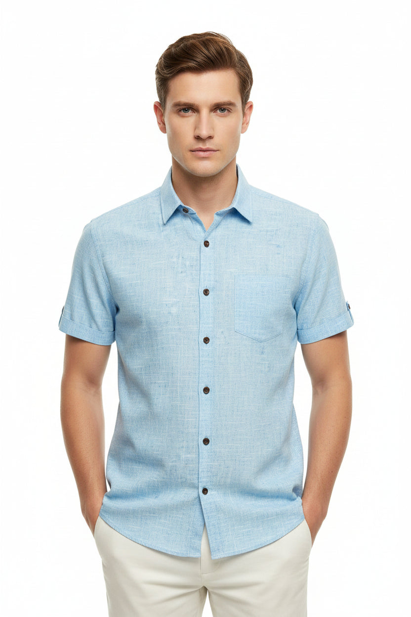Blue Arvind Tresca cotton digital print shirting fabric with intricate patterns, ideal for stylish shirts and casual wear.