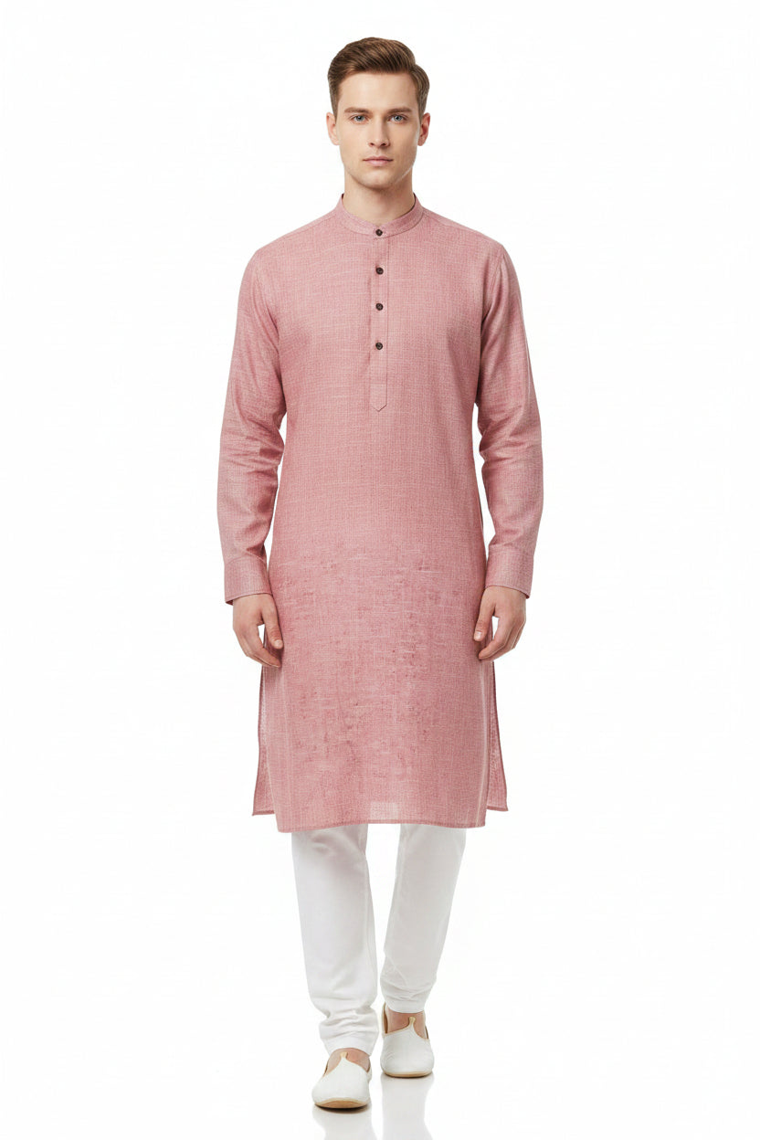 Rose pink Tresca cotton digital print shirting fabric by Arvind, showcasing intricate floral pattern and soft cotton texture.