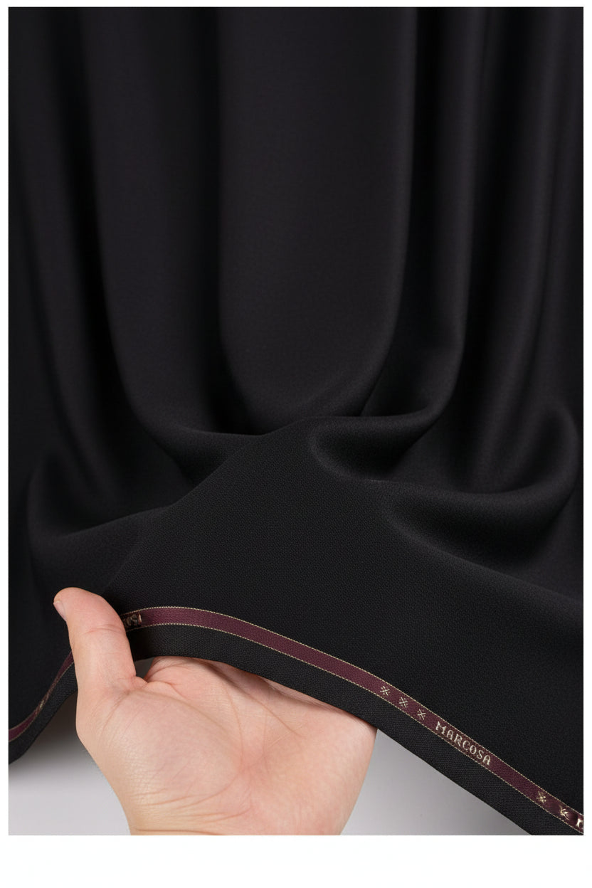 Brown Raymond Luxurious unstitched polywool trousers fabric, textured textile material suitable for tailoring or custom clothing.