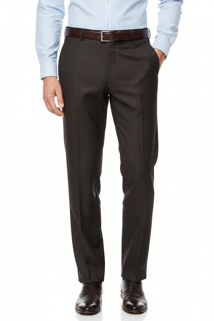 Brown Raymond Unstitched Polywool Trousers Fabric swatch showing woven textile with a smooth finish and subtle sheen.