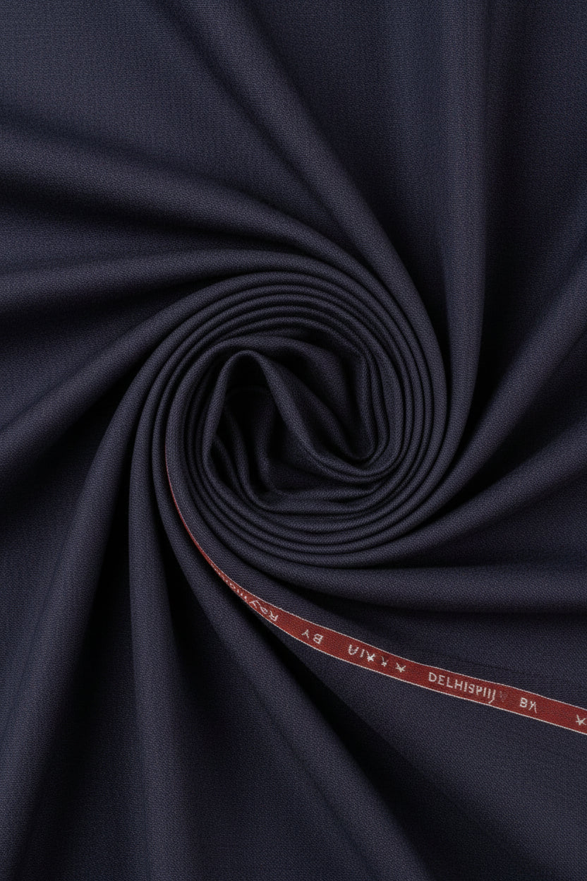 Raymond violet wine poly viscose trouser and suiting fabric, unstitched material for stylish men's clothing, close-up of fabric texture