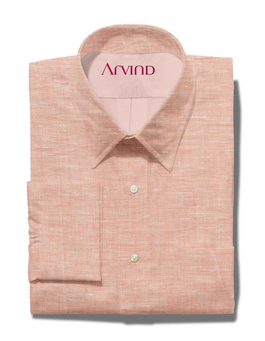 Arvind Linen Plain Unstitched Shirting Fabric ( Deep Peach )