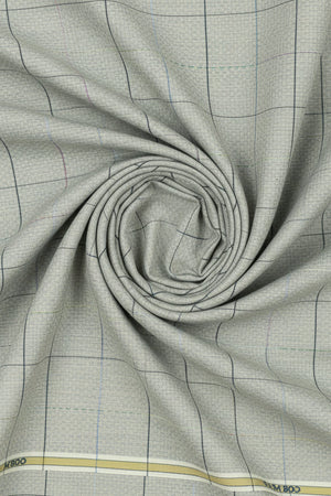 Textured gray fabric with grid pattern
