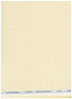 A square cream-colored cotton muslin fabric piece with a blue printed header at the top edge reading 'NO. BY MAFATLAL - 100% PREMIUM'.