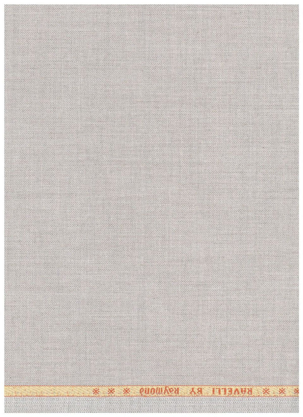 Raymond poly viscose suit fabric in light cream, 1.3 meters, showing soft texture and smooth finish.