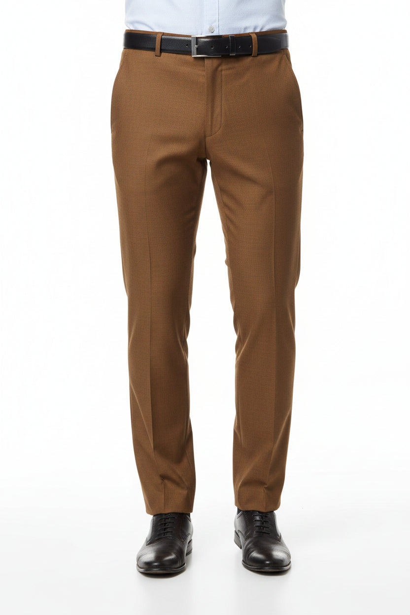 Raymond Luxurious Bronze Polywool Trousers and Suiting Fabric, unstitched fabric with a smooth, shiny finish and rich bronze color.