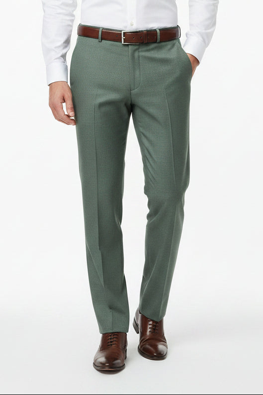 Raymond Luxurious unstitched polywool trousers and suiting fabric in pista green, ideal for custom suits and formal wear.