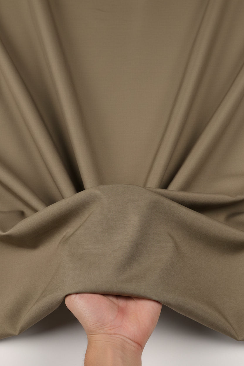 Tessuti Satin Unstitched Shirting Fabric ( Army Brown )