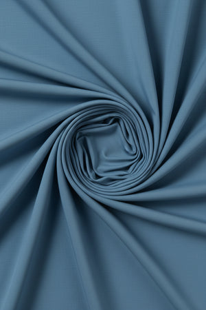 Denim blue Tessuti Satin unstitched shirting fabric from Mensfabric, smooth satin material with a plain weave and soft sheen.