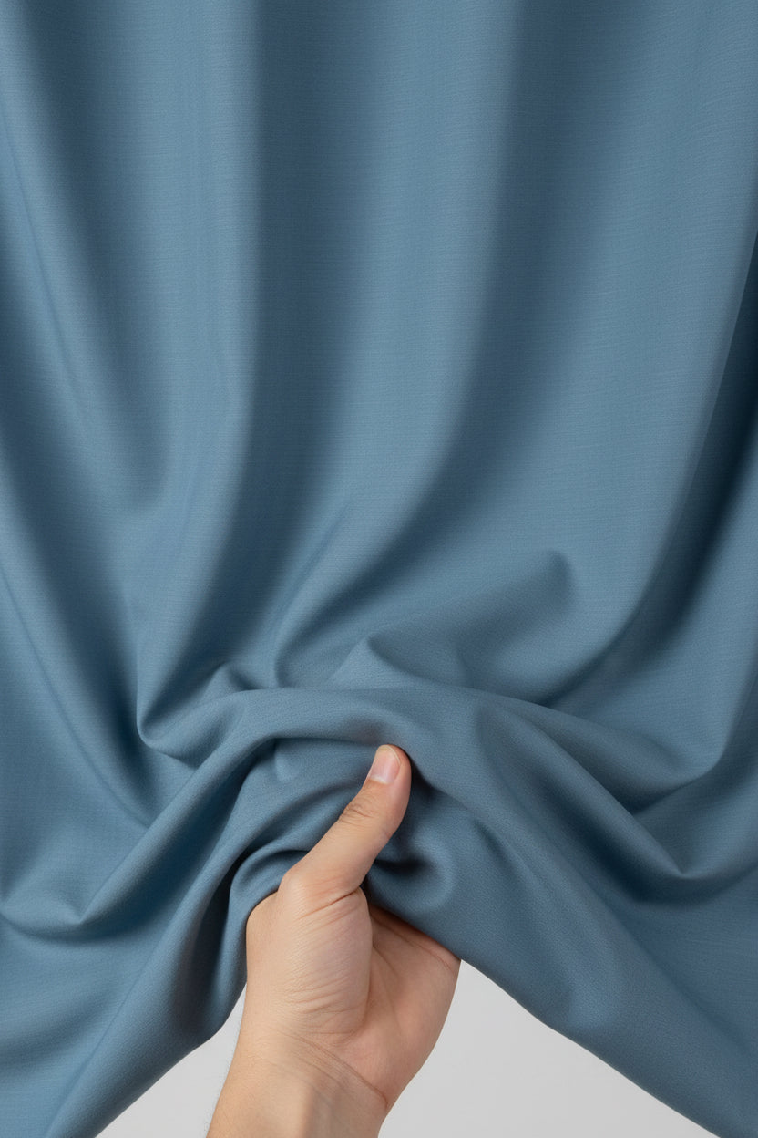 Tessuti Satin Unstitched Shirting Fabric ( Denim Blue )
