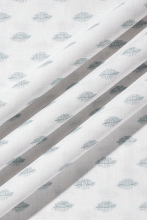 Textured white paper with blue leaf pattern