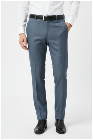Grey Raymond Super 120’s poly wool trouser and suiting fabric, unstitched, with a smooth texture and fine weave.
