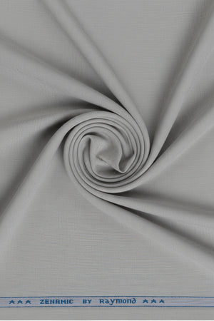 Gray cloud polyviscose trousers and suiting fabric from Raymond, showcasing unstitched fabric for tailoring or custom suit making.