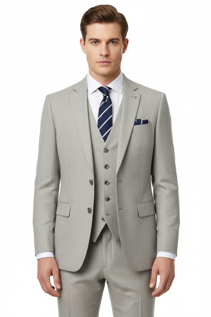Gray cloud Raymond unstitched polyviscose trousers and suiting fabric for tailoring or dressmaking.