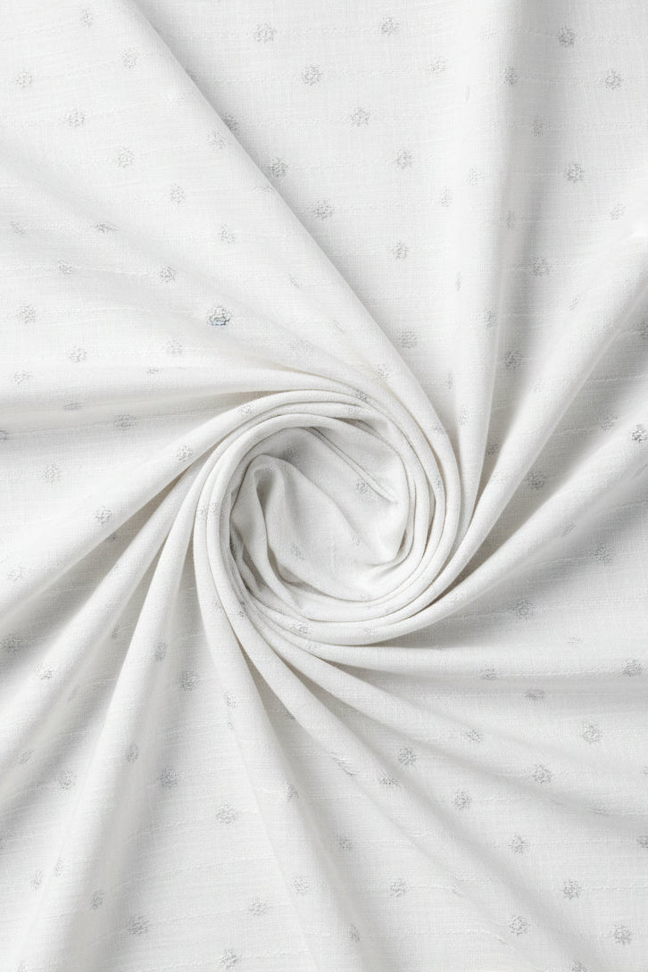 White fabric with small floral patterns