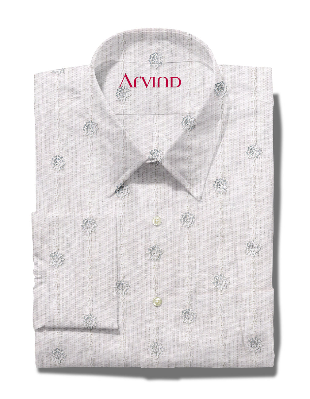 Pee Gee Unstitched Linen Jacquard Shirting Fabric ( White )