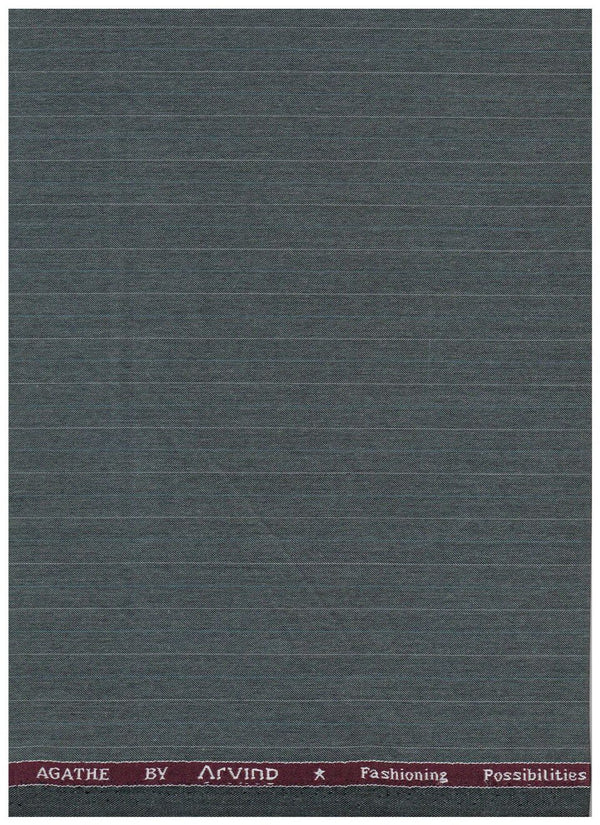 Light grey stripe and pista green Arvind Terry Rayon Suiting Fabric for trousers, 1.30 + 1.30 meters, perfect for tailored suits.