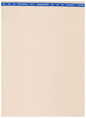 Raymond ivory polywool trousers and suiting fabric fabric swatch showing smooth, high-quality textile with tailored appearance.