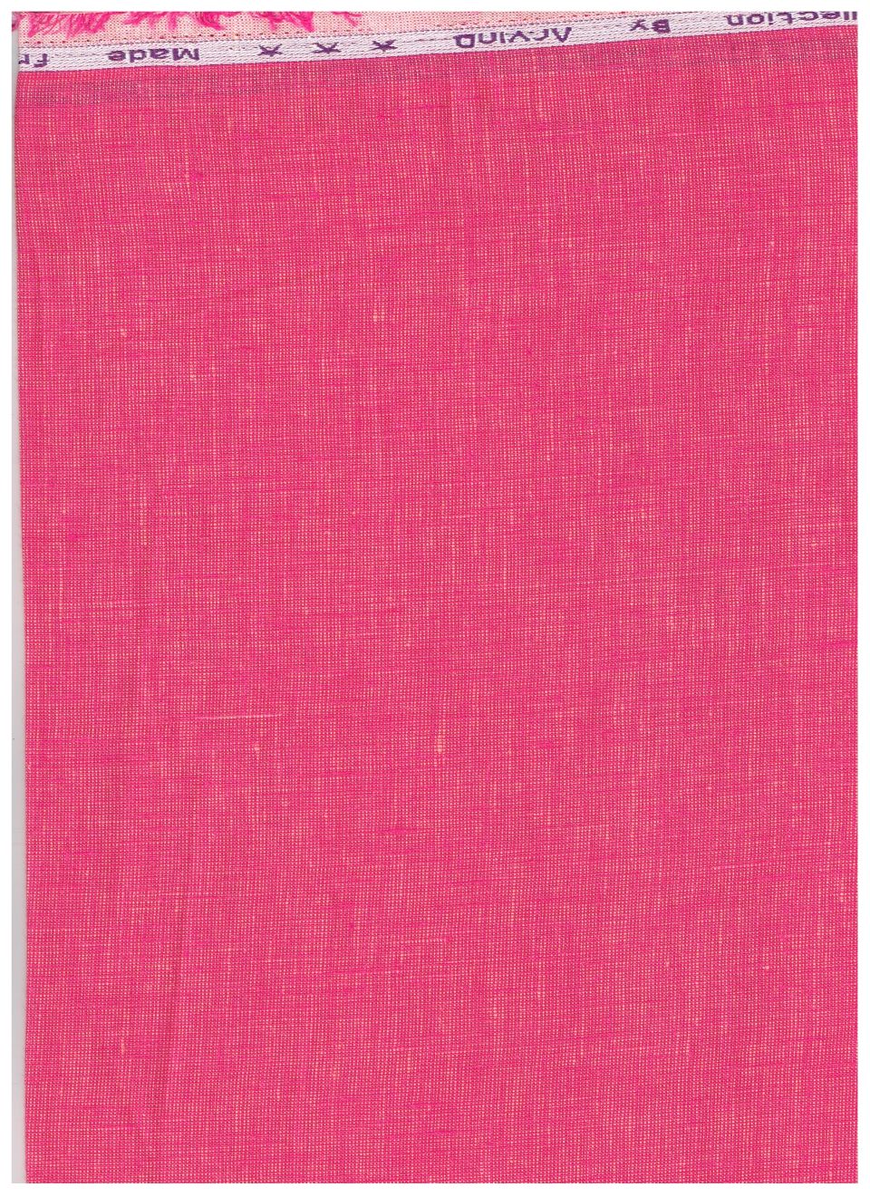 Arvind pure linen shirt fabric in French Rose color, unstitched textile with soft, breathable linen material for shirts.