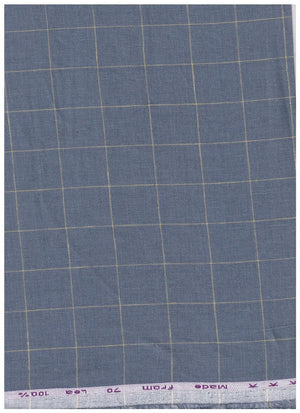 Slate grey Arvind linen shirting fabric with check pattern, showing close-up of textured linen material with check design.