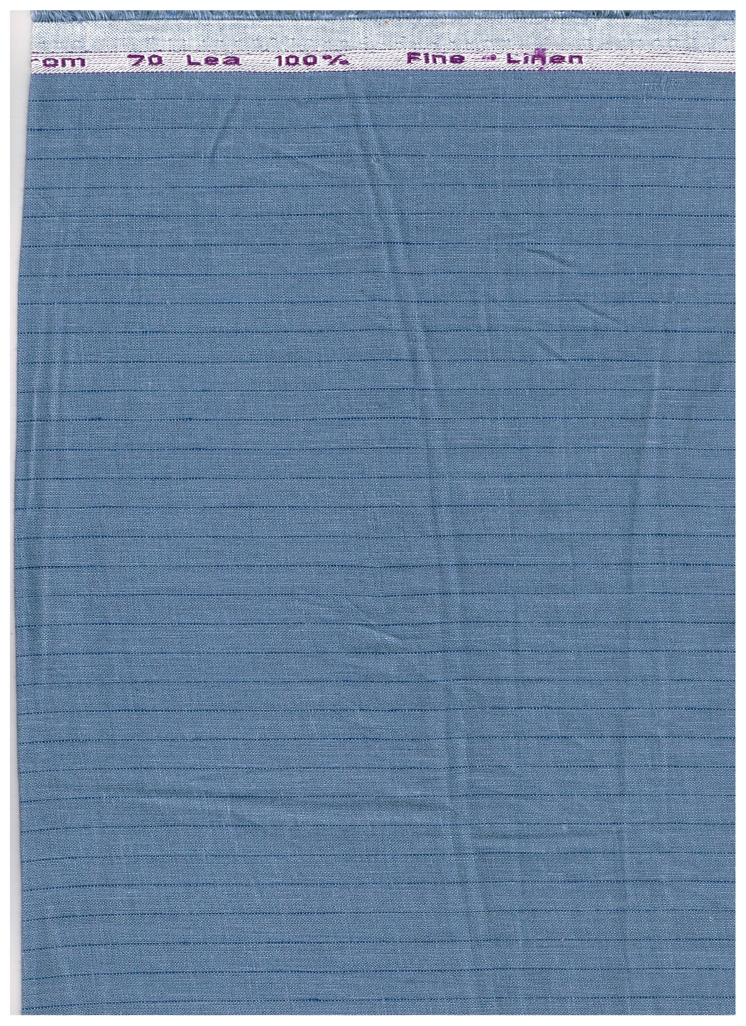 Arvind 70-Lea Linen Striped Unstitched Shirting Fabric ( Blue )