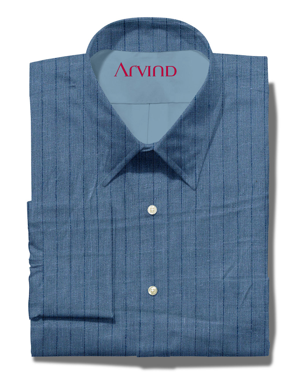 Arvind 70-Lea Linen Striped Unstitched Shirting Fabric ( Blue )