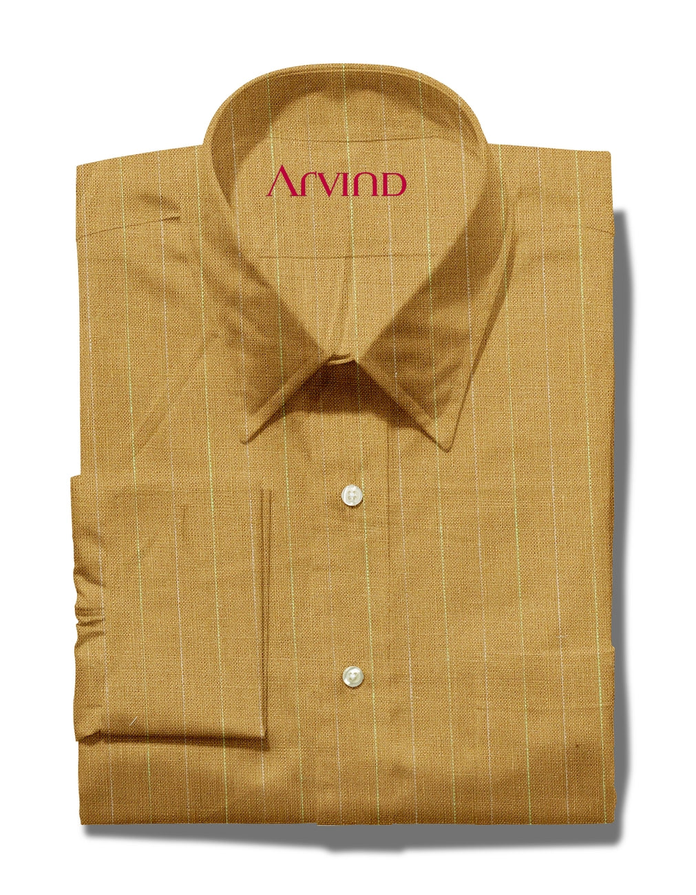 Arvind Tresca Linen Striped Unstitched Shirting Fabric ( Aurore Orange )