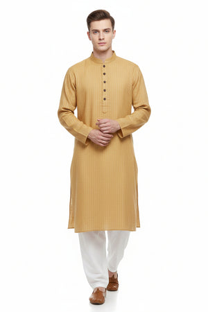 Arvind linen mustard yellow radymade kurta mockup