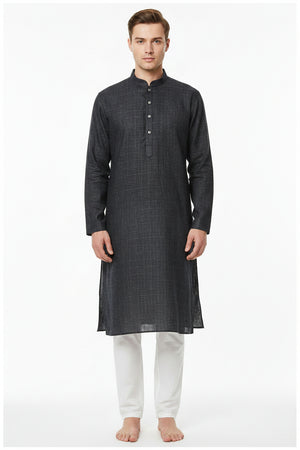 Gray Arvind 70-Lea Linen plain unstitched shirting fabric showing a smooth linen texture and fabric width.