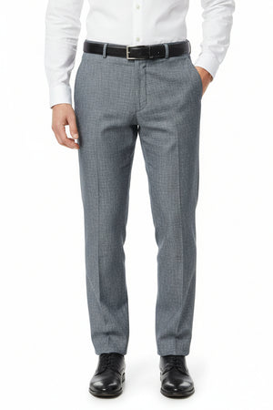 Grey linen suiting fabric from ARVIND, unstitched trousers and suit material, shown in close-up detail.