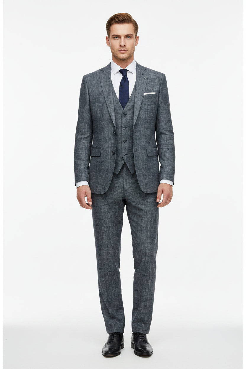Gray Arvind unstitched linen trousers and suiting fabric, showcasing lightweight, textured linen material for tailoring or suits.
