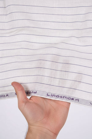 Arvind tresca linen blue stripe on pink handfeel mockup