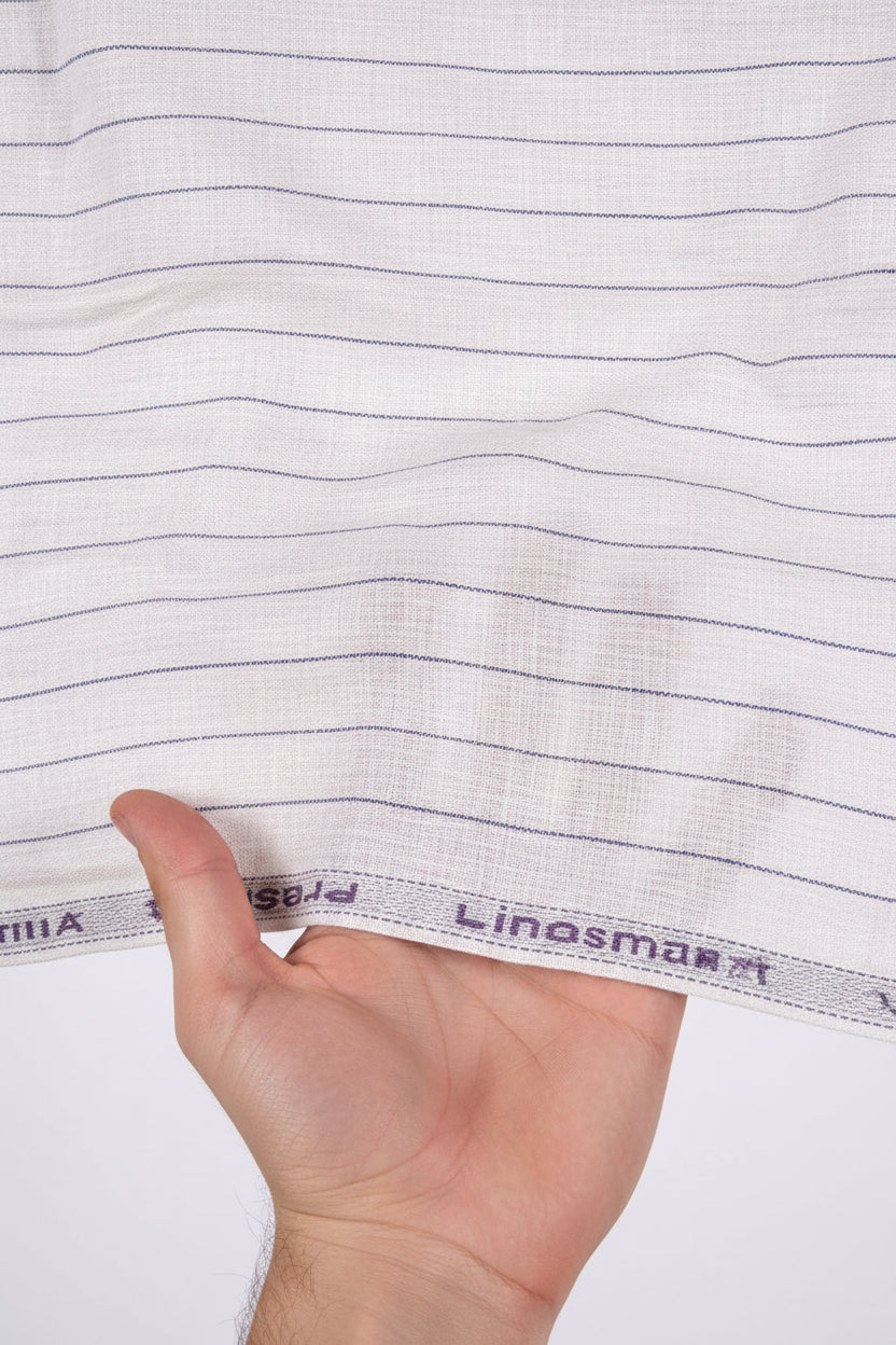 Arvind tresca linen blue stripe on pink handfeel mockup